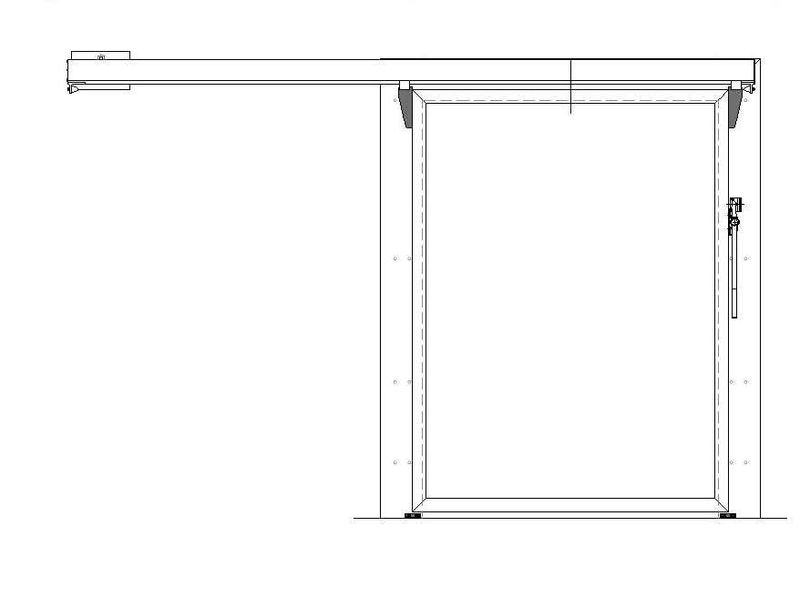 Porte chambre froide coulissante industrielle IPE02 ALU GAUCHE - 1400x2400mm