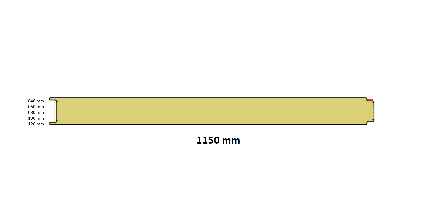 Sandwichpanelen 100 dikte 2500 mm lengte 
