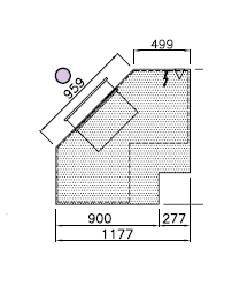 Caisse angle intérieur 90° pour vitrine LUCIA