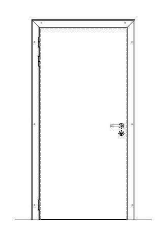 Bedrijfsdraaideur enkel BEE01 PVC LINKS - 600x2000mm