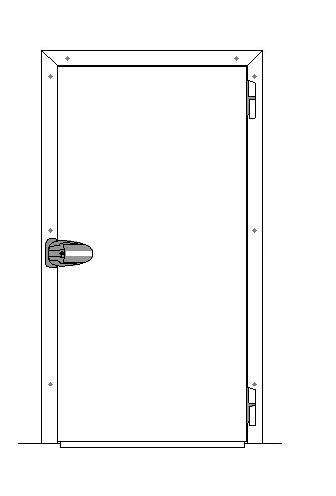 Porte chambre froide simple battant OFE02 ALU DROITE - 600x2100mm