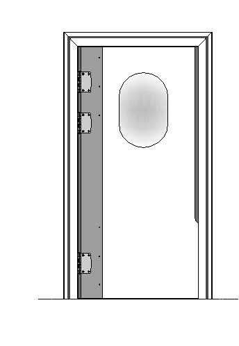 Pendeldeur polyethyleen enkel PEE01 ALU LINKS - 700x2000mm