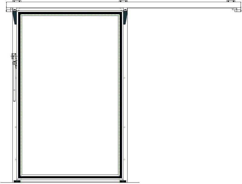 Zware vriesschuifdeur ZNE01 ALU RECHTS 100mm - 800x2000mm