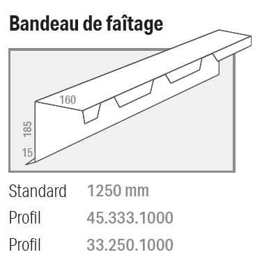 Faitière sur mur cranté NCN4 -  L 2140 mm RAL7016