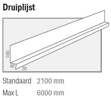 Druiplijst NCN 4 - L 2100 mm RAL 9010