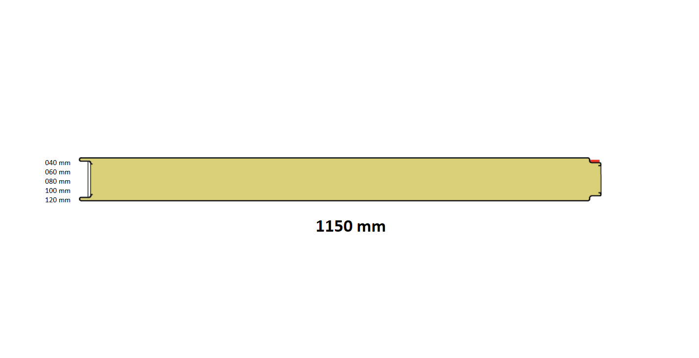 Sandwichpanelen 120 dikte, 3500 mm lengte, vlak RAL 9010/9010