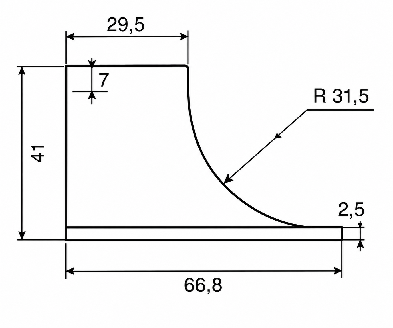 Buitenhoekstuk klein model
