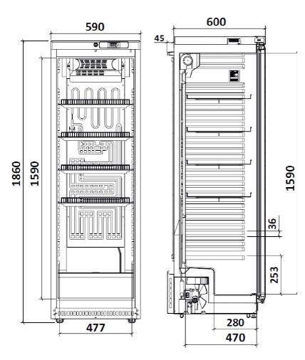 Huur frigokast met glazen deur ARV400SC (AARV400SC)