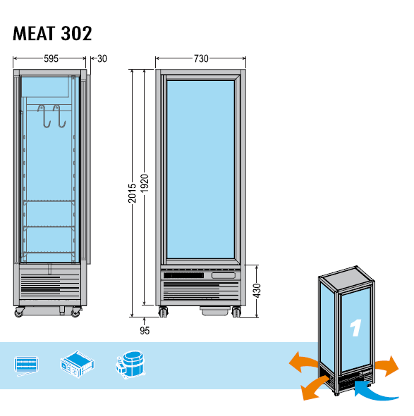 Vleeskast MEAT 302 zwart