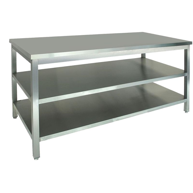 Inox werktafel 600x700mm met 2 onderbladen