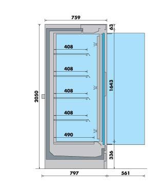 Vitrine murale Aspen 1250x750 avec portes (sans groupe)