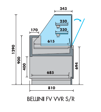 Koeltoonbank BELLINI 1250 zonder reserve