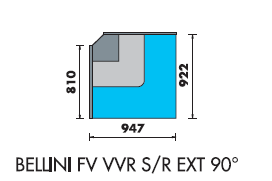 Caisse angle extérieur 90° pour vitrine BELLINI