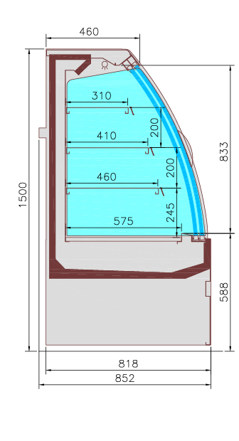 Vitrine murale réfrigérée D85 CRONUS L 125 inox