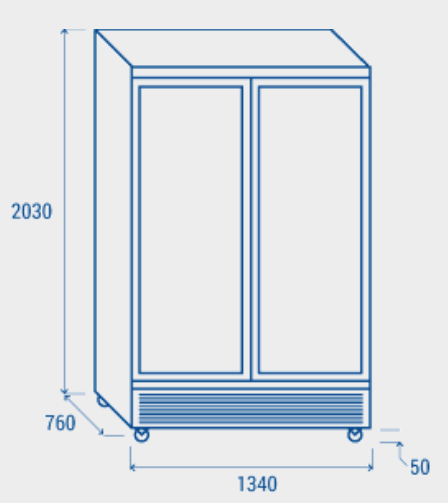 Vriesmeubel UFV1340 met 2 transparante deuren