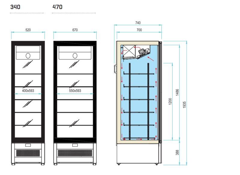 Vrieskast VISION350DV geventileerde koeling