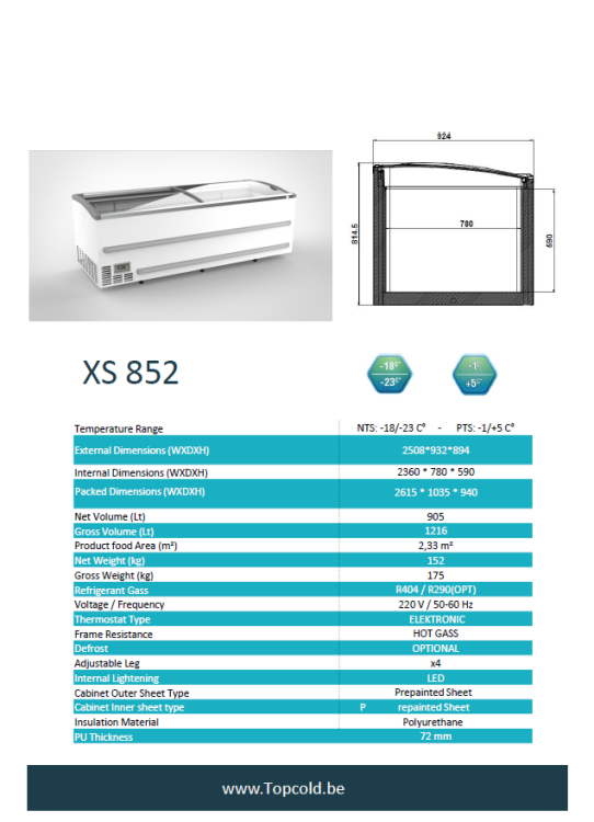 Coffre congélateur XS852